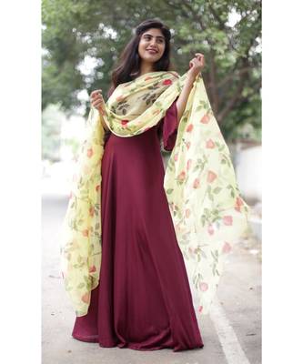 Wine Rayon Fit and Flare Kurta 2