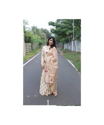 Cream Cotton Printed Fit and Flare Kurta 2