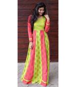 Peach Cotton Fit and Flare Anarkali