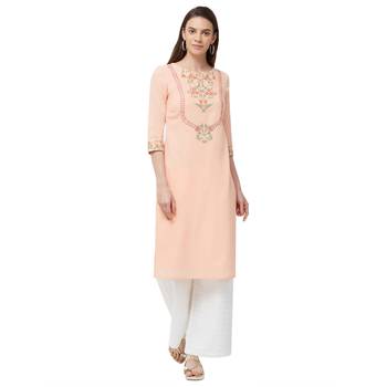 Coral embroidered cotton kurti 1