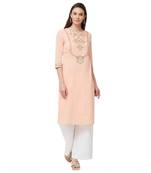 Coral embroidered cotton kurti