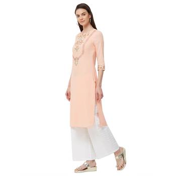 Coral embroidered cotton kurti 2