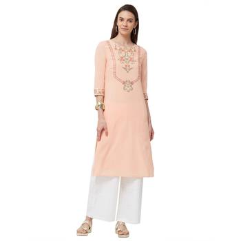 Coral embroidered cotton kurti 4