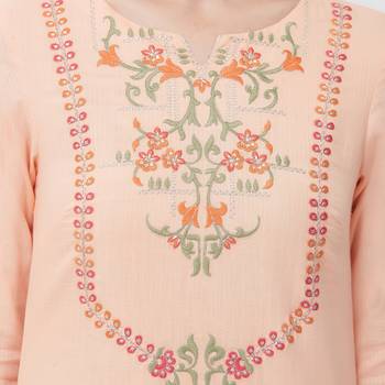 Coral embroidered cotton kurti 5