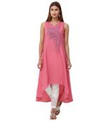 Pink embroidered cotton kurti