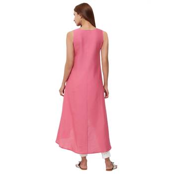 Pink embroidered cotton kurti 3