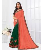 orange embroidered chiffon saree with blouse