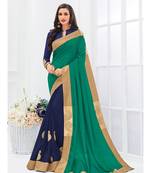 green embroidered silk_blend saree with blouse