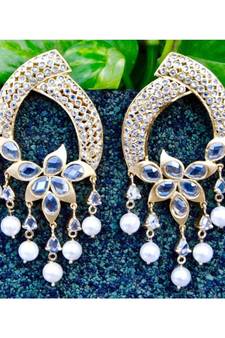 Gold Matte Uncut Polki Diamond Dangler Earrings
