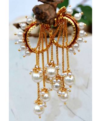 Pearl Hoop Earrings with Pearl Latkan 1