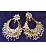 Glamorous Gold Kundan Etchwork Dangler Earrings