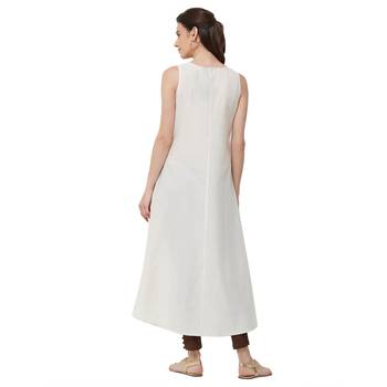 Beige embroidered cotton kurti 3