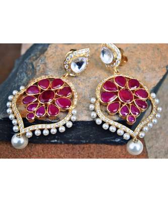 Ruby Pearl Dangler Earrings 1