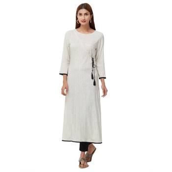 White plain rayon kurti 1