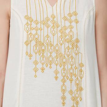 Beige embroidered cotton kurti 5