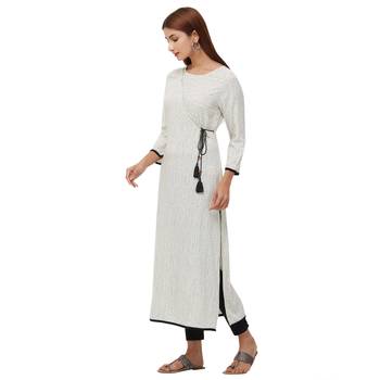 White plain rayon kurti 2