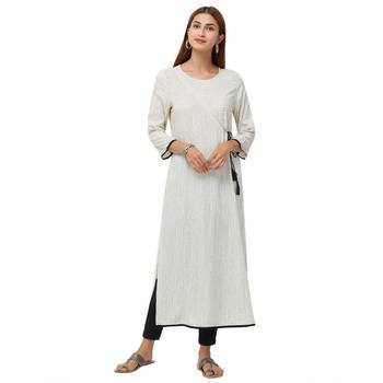 White plain rayon kurti 4
