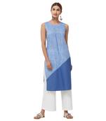Blue plain denim kurti