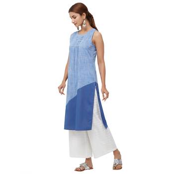 Blue plain denim kurti 2