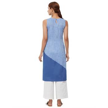 Blue plain denim kurti 3