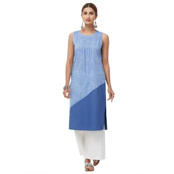 Blue plain denim kurti 4