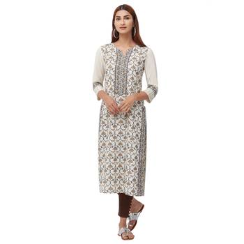 White printed cotton kurti 1