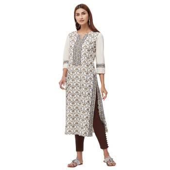 White printed cotton kurti 2