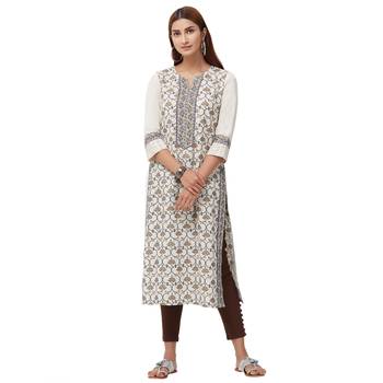 White printed cotton kurti 4