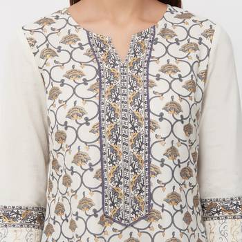 White printed cotton kurti 5