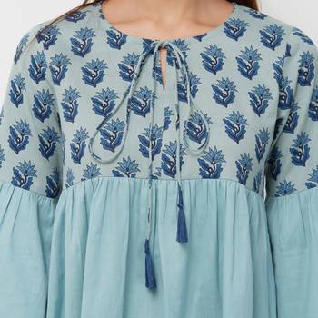 Blue plain cotton kurti 5