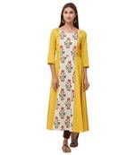 Yellow printed cotton kurti