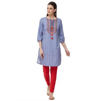Grey printed polyester kurti 1