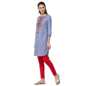 Grey printed polyester kurti 2