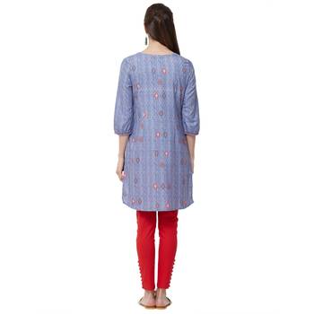 Grey printed polyester kurti 3