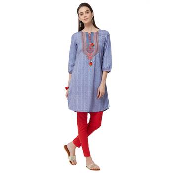 Grey printed polyester kurti 4