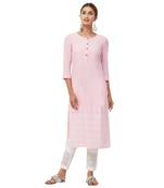 Pink embroidered rayon kurti