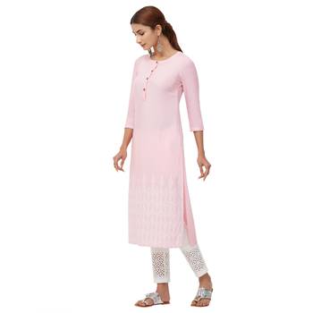 Pink embroidered rayon kurti 2