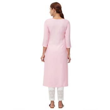 Pink embroidered rayon kurti 3