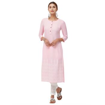 Pink embroidered rayon kurti 4