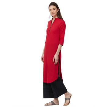 Red plain cotton kurti 2