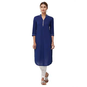 Blue plain cotton kurti 1