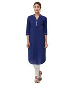 Blue plain cotton kurti