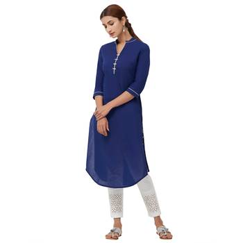 Blue plain cotton kurti 2
