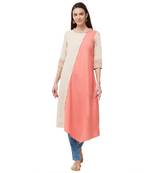 Beige embroidered cotton kurti
