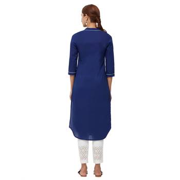 Blue plain cotton kurti 3