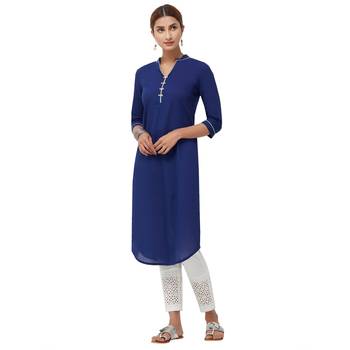 Blue plain cotton kurti 4