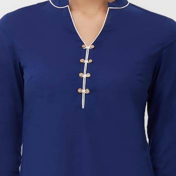Blue plain cotton kurti 5