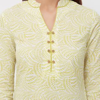 White printed cotton kurti 5