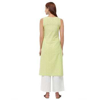 Lime embroidered cotton kurti 3