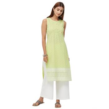 Lime embroidered cotton kurti 4